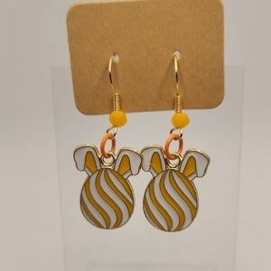 Yellow Striped Easter Egg Earrings